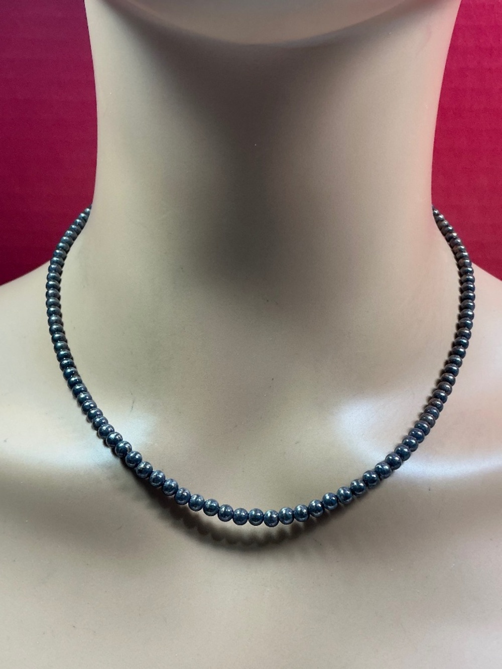 Vintage Italian Dyadema Sterling Silver Beaded Necklace. 18 inches long